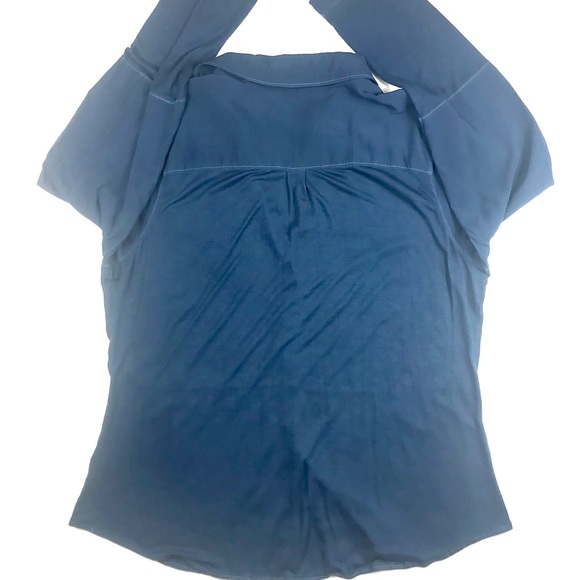 ECRU B/D Collared L/S Blouse Shirt Top, Blue, Sz L - Picture 5 of 7